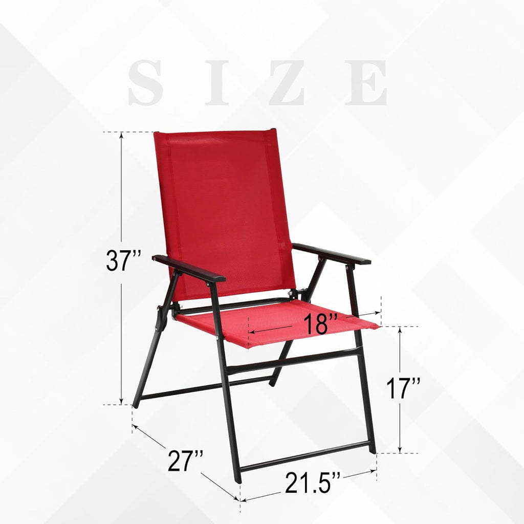Anmutig Red Patio Folding Chairs, Outdoor Portable Dining Chairs Set of 4 | For Lawn Garden and Porch