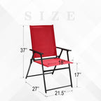 Anmutig Red Patio Folding Chairs, Outdoor Portable Dining Chairs Set of 4 | For Lawn Garden and Porch