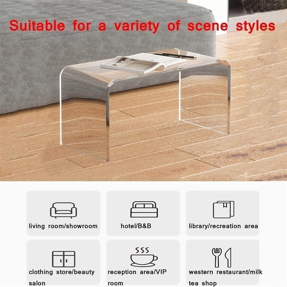Acrylic Coffee Table, Side Table, Small Tea Table, Sofa Side Table, Small Bedside Table, Simple and Modern, Modern C-Shaped Acrylic Side Table(Brown,30 * 30 * 55cm)