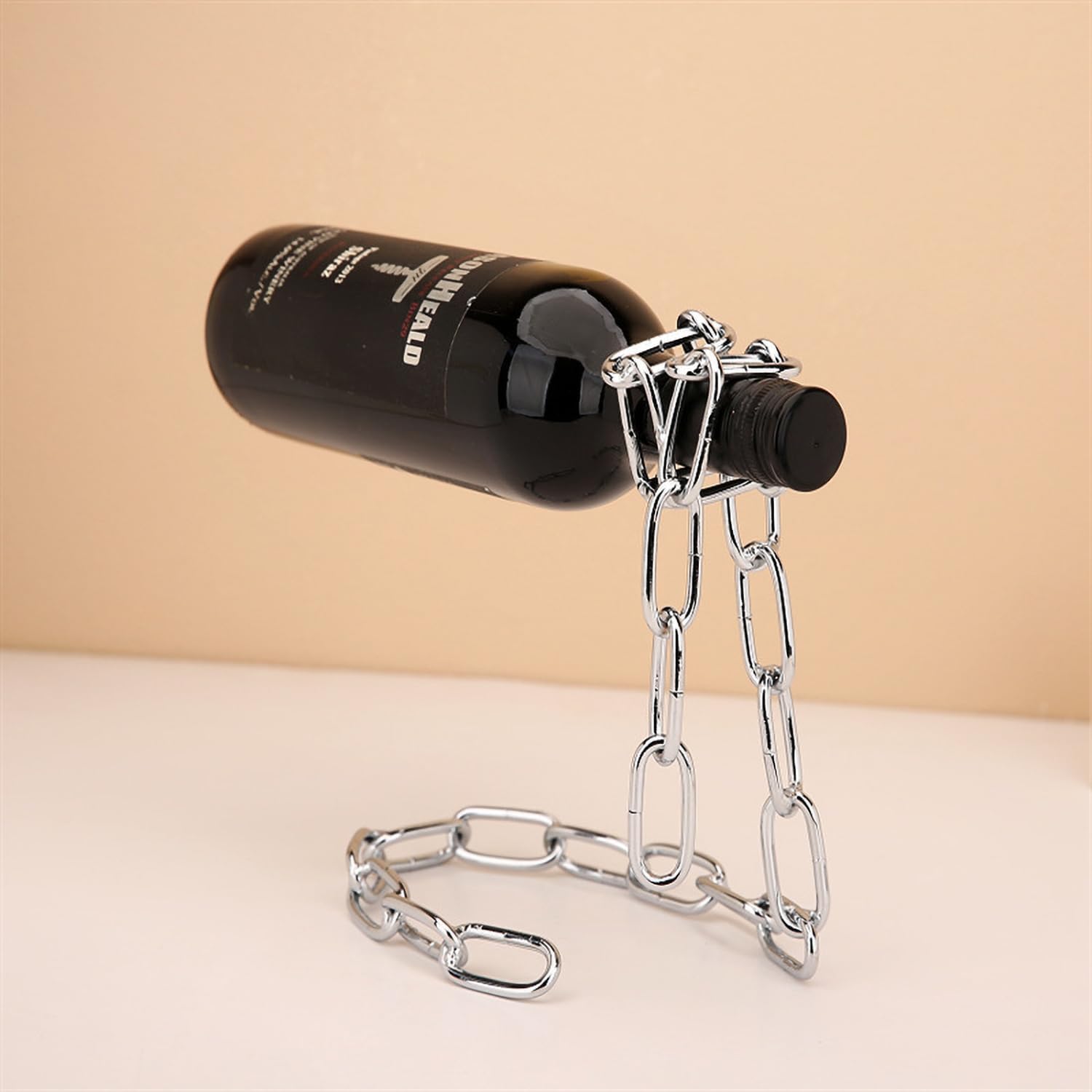 Floating Wine Bottle Holder - Magic Steel Chain Wine Rack, Metal Wine Bottle Holder, Wine Bottle Stand for Bar and Home Decoration (Silver)