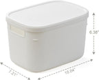 BINO | Plastic Storage Bins with Lids, 5.5 Liter - 3 Pack, White | THE TWILL COLLECTION | Plastic Bins for Organization | Woven Storage Baskets for Organizing | Pantry Shelf Organizer Basket Bin