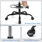 COSTWAY Tall Office Chair, Ergonomic Mesh Back Counter Height Standing Desk Chair w/Adjustable Footrest & Armrests, Rolling Height Adjustable Computer Drafting Chair for Home Office, Black