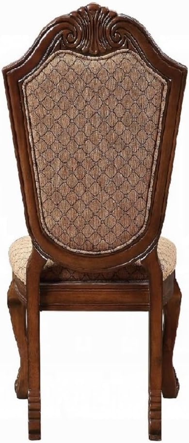 Kitchen Furniture Set 9pc Formal Dining Table Set Include 1 Dining Table, 6 Side Chairs and 2 Arm Chairs, 8-Person Solid Wood Extendable Dining Set (Cherry&Fabric)
