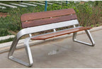 Patio Benches for Outdoors Park ChairOutdoor BenchStainless Steel Backrest SeatSolid Wood Leisure ChairCommunityOutdoor GardenSitting BenchSquare Chair Garden Benches for Outdoors
