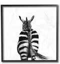 Stupell Industries Zebra Butt Behind White Minimal Drawing, Designed by Victoria Borges Wall Art, 12 x 12, Black Framed