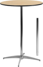 Flash Furniture Lars 30" Round Cocktail Table with 30" and 42" Columns, Adjustable Standard or Bar Height Round Table for Events or Home Use, Natural