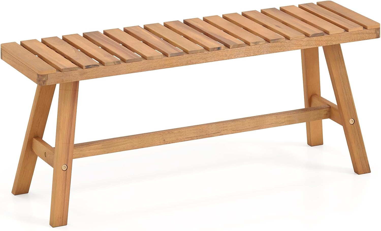 Tangkula Acacia Wood Outdoor Garden Bench, 2-Person Patio Backless Bench with Slatted Seat, 800 lbs Capacity, Outside Dining Bench for Front Porch, Balcony and Entryway (1,Natural)