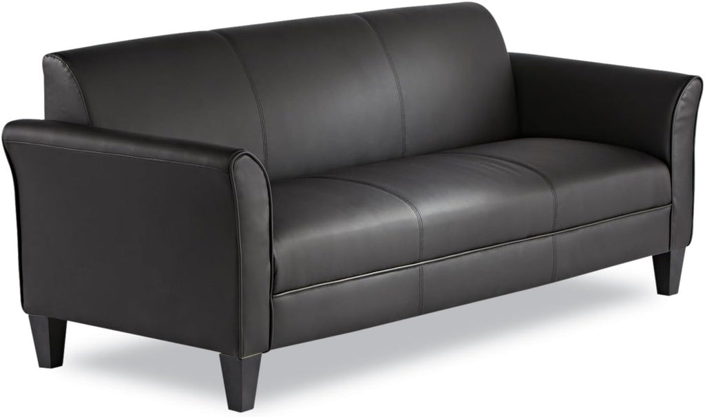 Alera ALERL21LS10B Reception Lounge Sofa Series 77 in. x 31.5 in. x 32 in. 3-Cushion Sofa - Black