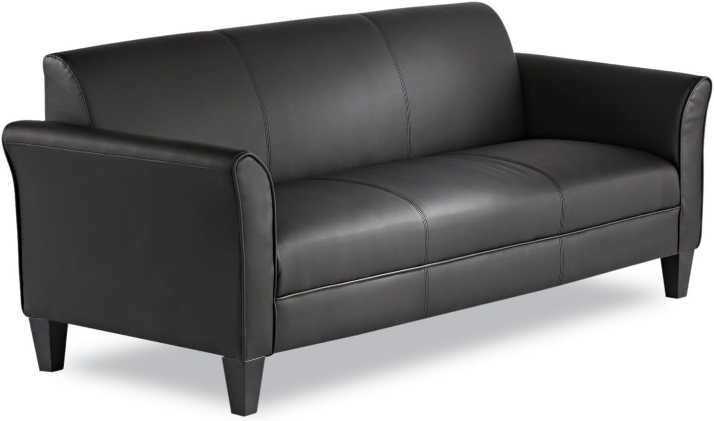 Alera ALERL21LS10B Reception Lounge Sofa Series 77 in. x 31.5 in. x 32 in. 3-Cushion Sofa - Black