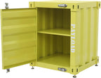 Industrial Wind Bedside Table, End Tables, Container Style Locker Wrought, Tinplate Bilayer Side Table, Metal Locker Nightstand with Combination Lock for Bedroom, Living Room, Office - Yellow