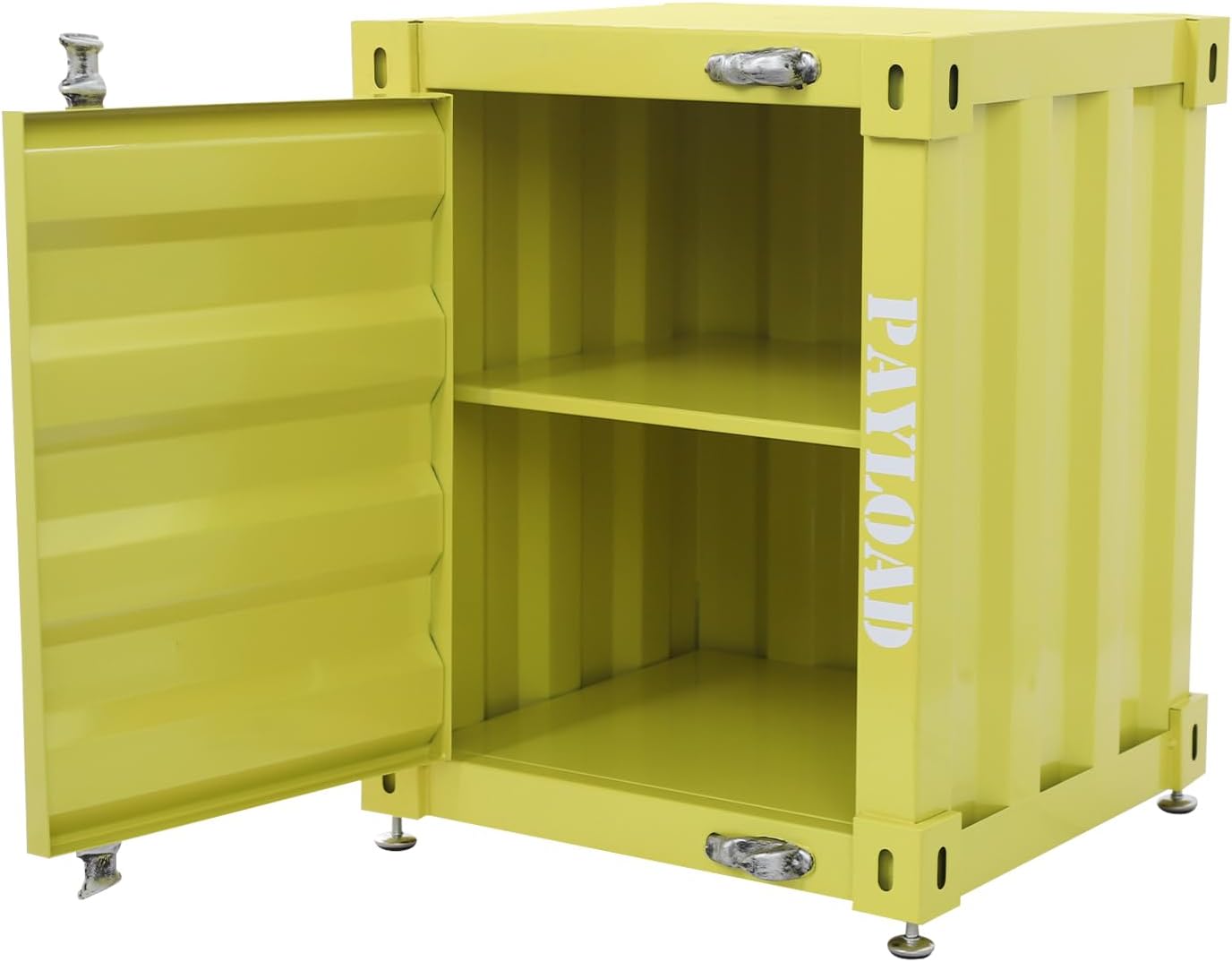 Industrial Wind Bedside Table, End Tables, Container Style Locker Wrought, Tinplate Bilayer Side Table, Metal Locker Nightstand with Combination Lock for Bedroom, Living Room, Office - Yellow