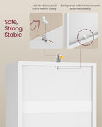 VASAGLE Custos Collection - Bookshelf, 2-Tier Bookcase, Book Shelf, Open Storage Shelf, 9.4 x 11.8 x 25.2 Inches, for Living Room, Home Office, Dining Room, Cloud White ULBC432W01
