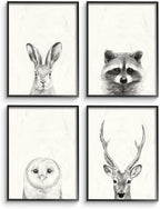 Stupell Industries Woodland Animals Portrait Grey Drawing Design