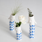 MOUGIGI Cute Family Face Vases Set of 3 - Unique Ceramic Bud Vases for Small Flower - Fun Modern Aesthetic Decor for Home - Pretty Decorative Flower Holder for Women and Kids for Spring