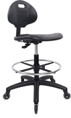 (Tall Bench Stool, Rubber Roller Blade Stye Casters Easy to Clean! Ergonomic Polyurethane Drafting Stool. Seat Height Range 24"-34". Home Office Lab Workstation.