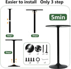Round Bar Table 40" Height Modern High Top Pub Table with Solid Top & Sturdy Metal Base, Cocktail Table for Bistro, Home, Kitchen or Dining Room, Black