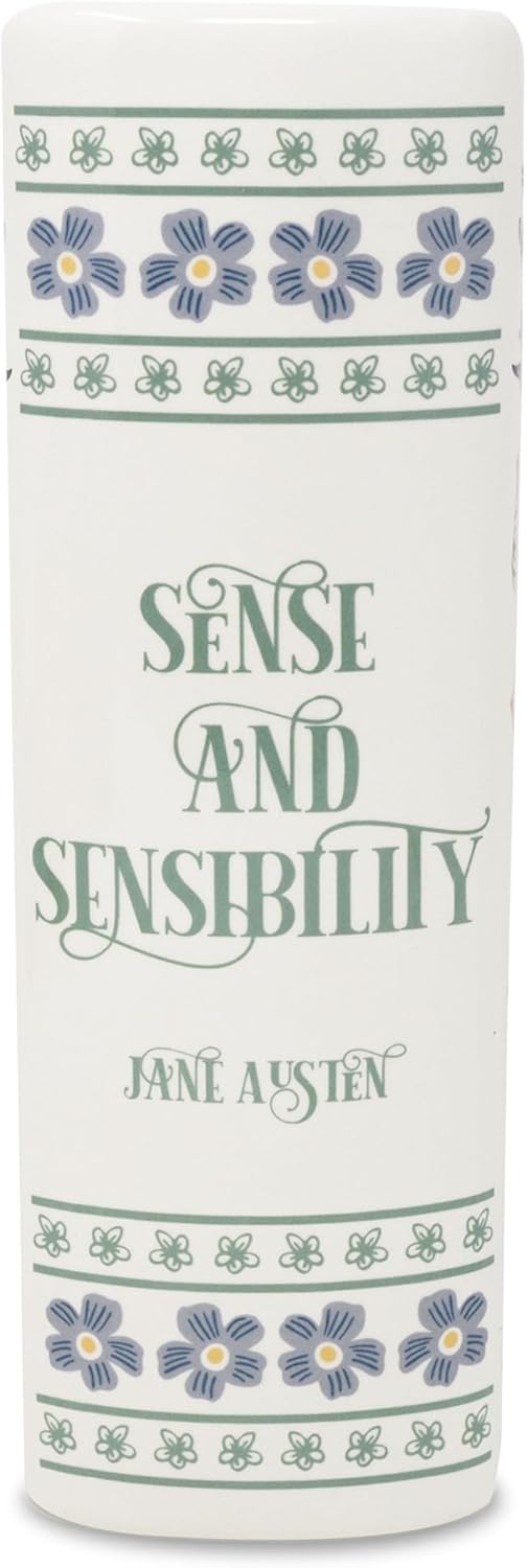 Steel Mill & Co Original Large Book-Shaped Decorative Vase, Ceramic Vases for Home Decor, Cute Bookshelf Decor, Unique Vase for Book Lovers (Sense and Sensibility)