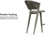 PURPLE LEAF Counter Height Bar Stool Set of 2 Outdoor Chair with Footrest Patio Bar Height Stools Wicker Barstools for Lawn Pool Stone Gray Counter Stool