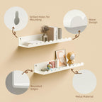 Nursery Book Shelves,Kids Bookshelf and Toy Storage,17 Inch Metal Floating Shelves Set of 4,Wall Shelves for Bedroom, Kids Room,Bathroom,Kitchen,Playroom Decor,Nursery Decor (White Metal, 17 inch)