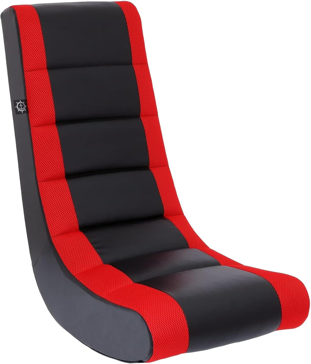 Kids Gaming Rocking Chair for Children & Teens, Ergonomic Floor Video Chair with PU Leather & Mesh, Lightweight Portable, No Assembly, Comfortable for Play, Reading, or Movies