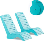 MELLCOM HDPE Pool Lounge Chairs Set of 2, in Pool Lounge Chairs up to 10-Inches of Water, Chaise Lounge Chairs with Wheels, S Shape Patio Lounge Chairs for Pool, Deck, Garden, Beach, Blue