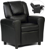 ARLIME Kids Recliner Chair, Toddler Armchair Upholstered Couch with Cup Holder, Backrest, Baby Leather Sofa with Headrest and Footrest, Child Furniture for Ages 2-7 (Black)