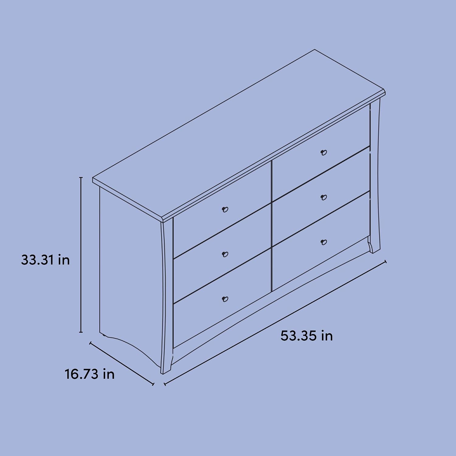 Storkcraft Crescent 6-Drawer Dresser, White | GREENGUARD Gold Certified, White Dresser for Bedroom, Kids & Nursery Storage Chest, Safety Interlocking Drawers, Kids Bedroom
