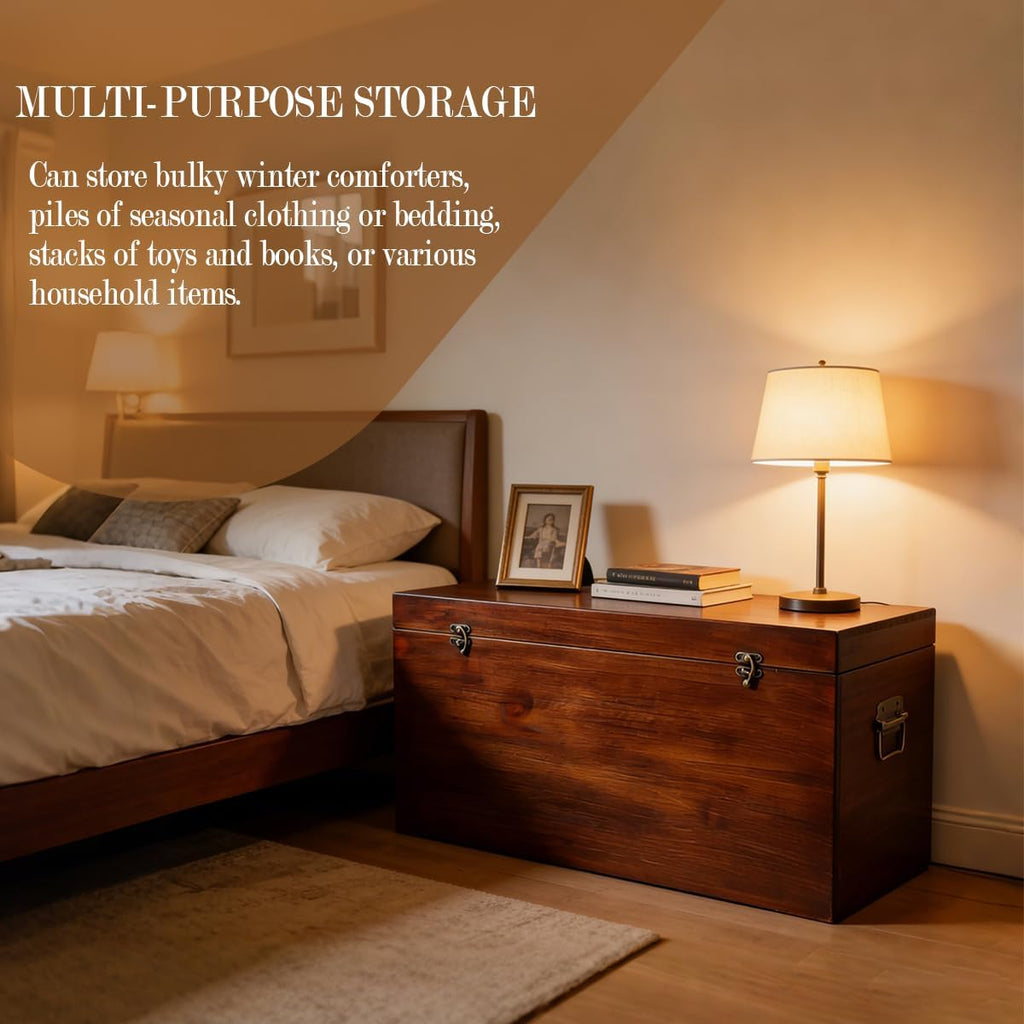 31.5" Storage Bench, Large Wooden Storage Chest,Oversized Storage Trunks,Multifunctional Entryway Organizer, Storage Bench Storage Furniture for entryways, Living Rooms, and Bedside Areas