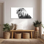GAFSING Black White Owl Canvas Wall Art for Living Room Office Modern Double Exposure Forest Painting Prints Contemporary Canvas Artwork Dining Bedroom Decor Large