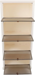 Folding Shoes Storage Box, 4 - Layer Foldable Shoe Rack Organizer with Wheels, Transparent Large - Capacity PP Shoe Shelf Cabinet for Entryway Closet Bedroom