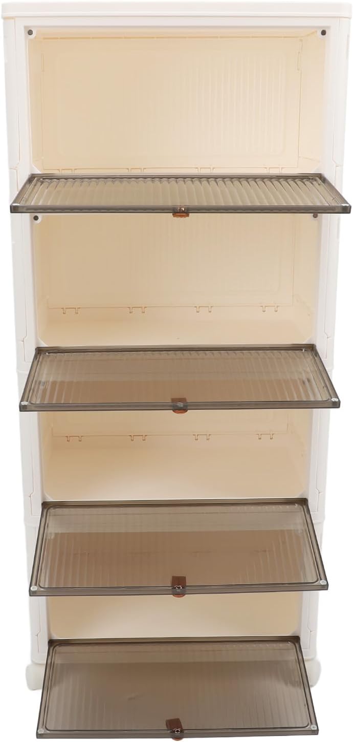 Folding Shoes Storage Box, 4 - Layer Foldable Shoe Rack Organizer with Wheels, Transparent Large - Capacity PP Shoe Shelf Cabinet for Entryway Closet Bedroom
