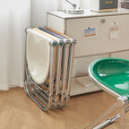 ZYFAB Folding Acrylic Tray Table Modern Small Drink Table Chair Set Foldable Side Table for Living Room Bedroom Kitchen End Table & Stool Accent Table,M