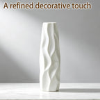 12 Inch White Vase Ceramic Flower Vase, Tall Vases for Pampas Grass, Home Decor, Modern Textured Vases for Living Room Decorations,Table Centerpieces,Shelf,Farmhouse Small Ceramic Vase