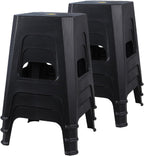 6 Pack Plastic Backless Stackable Stool, Black Plastic Classroom Stools