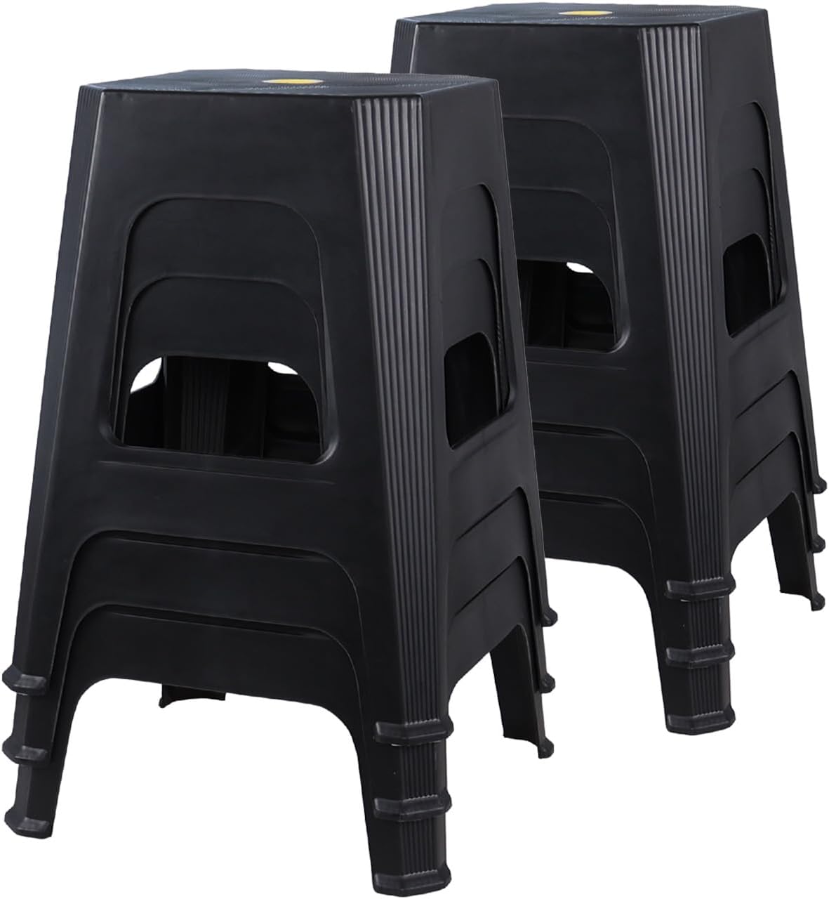 6 Pack Plastic Backless Stackable Stool, Black Plastic Classroom Stools