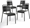 Metal Dining Room Chairs, Heavy Duty Stackable Chairs, Support Up to 380 lb, No Assemble, Kitchen Chairs Set of 4, Space Saving Seating for Home, Living Room, Waiting Room, Outdoor