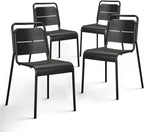 Metal Dining Room Chairs, Heavy Duty Stackable Chairs, Support Up to 380 lb, No Assemble, Kitchen Chairs Set of 4, Space Saving Seating for Home, Living Room, Waiting Room, Outdoor