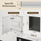 Lighted Medicine Cabinet with Mirror 20x26 IN, LED Medicine Cabinet Mirror with 3-Colors Dimmable Light, Defog, Medicine Cabinet with Lights Built-in Sensing Light, 2 Outlets, Recessed or Wall Mount