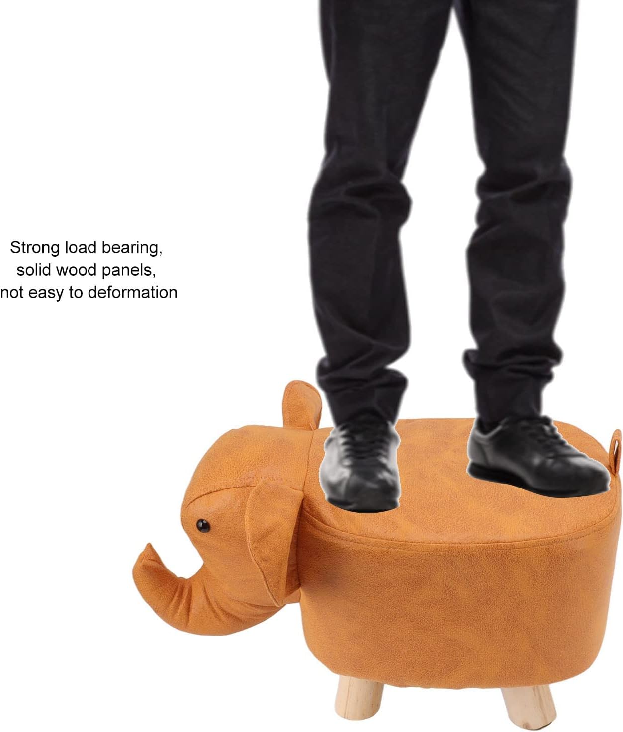 Elephant Shaped Padded Stool Stable Frame for Kids Bedroom Playroom Living Room Decor for Kids and Adults (Orange)
