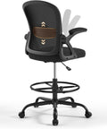 Drafting Chair with Tall Office Chair for Standing Desk | Flip-up Armrests, Adjustable Lumbar Support, Height‑Adjustable Footrest Ring & Seat, Ergonomic Tall Desk Chair
