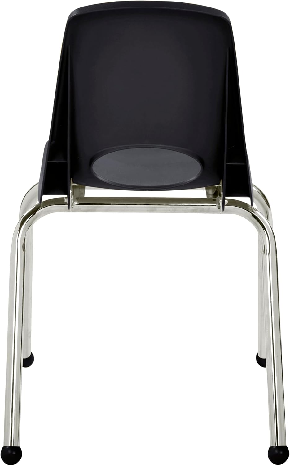 FDP 16" School Stack Chair, Stacking Student Seat with Chromed Steel Legs and Ball Glides for in-Home Learning or Classroom - Black (4-Pack), 10382-BK