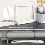 BAMBOOHOMIE Kids Clothing Rack, Small Clothes Organizer Rack, Kids Dress Up Rack with Storage Shelf & Double Rods, Bamboo Child Garment Rack for Playroom Toddler's Bedroom (Large Size - White)