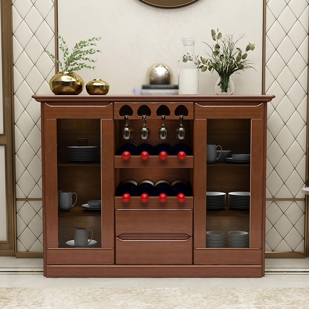 Entryway Cabinet Chinese Creative Solid Wood Wine Cabinet Restaurant Multifunctional Dining Sideboard Home Kitchen Storage Cabinet Sideboard Storage Cabinet