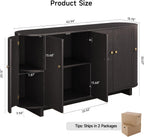 ONBRILL 63 Inch Sideboard Buffet Cabinet, Modern Oval Cabinets with Doors, Large Buffet Cabinets with Storage, Console Credenza w/Adjustable Shelves for Living Room, Kitchen, Entryway, Black