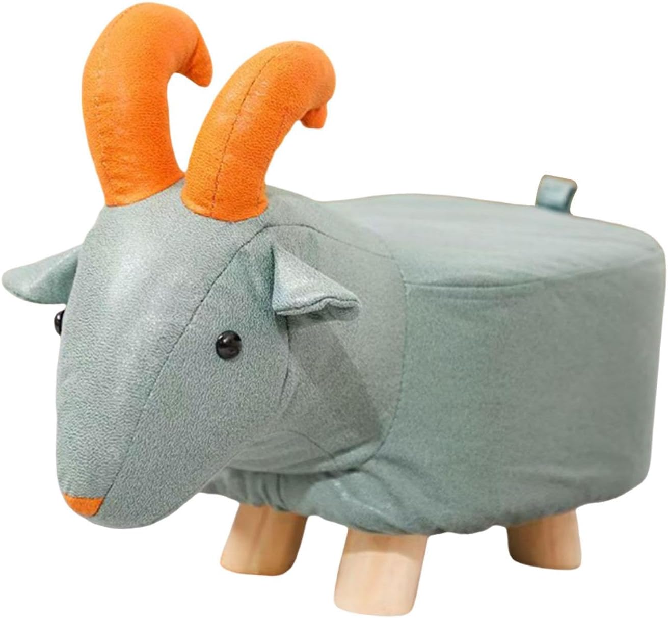 Blue Sheep Wooden Footstool Ottoman – Cute Animal Decor for Kids' Room, Nursery, Living Room, Stylish Home Accent, Functional and Adorable