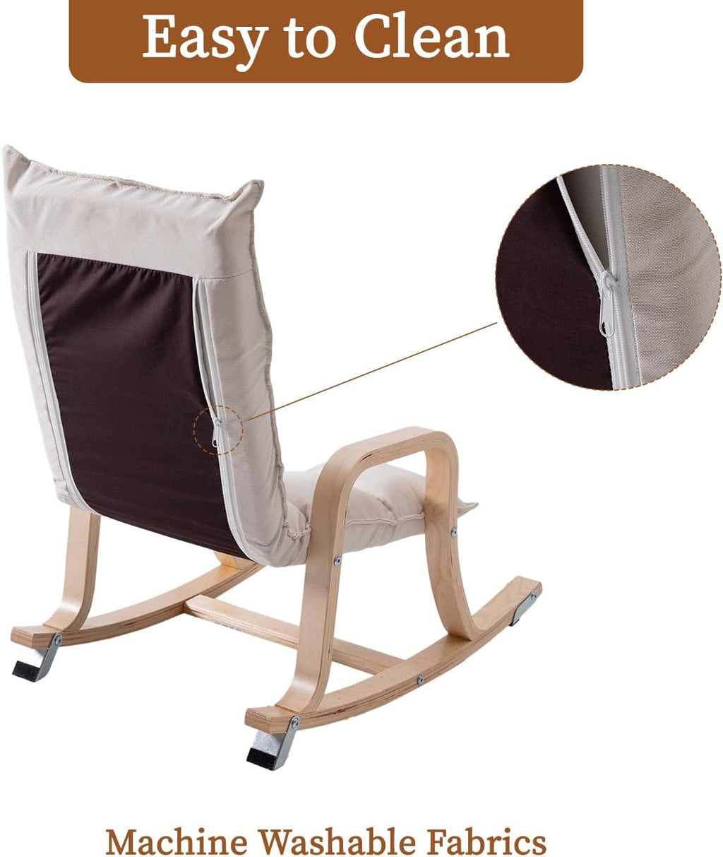 Swegrow Kids' Recliners，Rocker and Stationary Options, Sensory Rocking Chair for Kids & Toddlers，Versatile Floor Chair with Soft Fabric and Stability for Playroom, Bedroom, or Nursery (Beige)