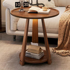 ZYFAB Round Storage End Table 2-Tier Small Wood Side Table Open Shelves Nightstand TV Tray Table for Living Room Bedroom Rustic Couch Table,B,40 * 40 * 60CM