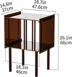 Acrylic Record Player Stand, with Vinyl Storage, Clear Acrylic Side Table, 18.1'' x 14.6'' x 26.1'' (Dark Brown)