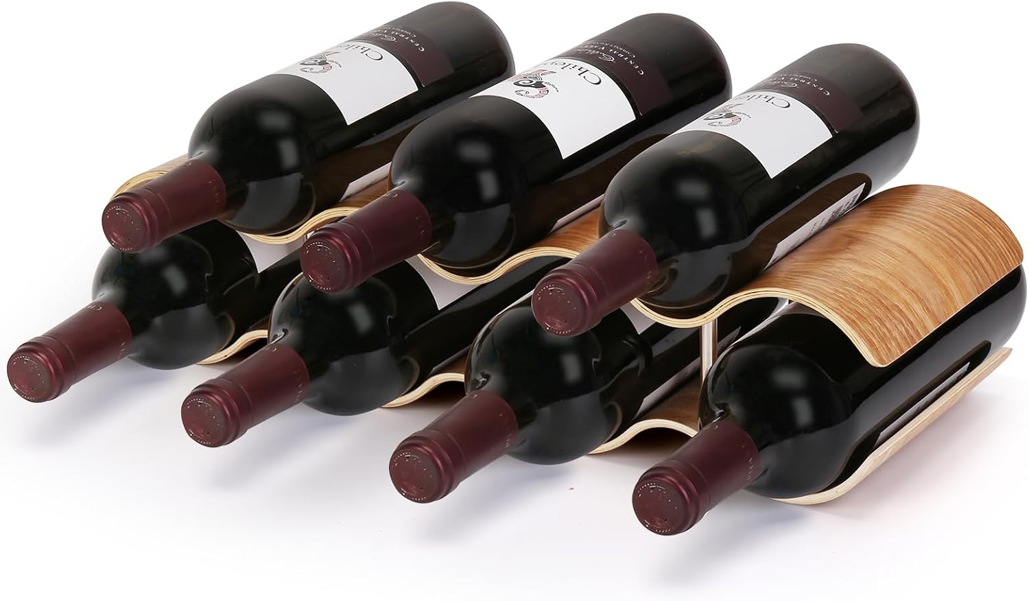 Table Wine Rack Countertop Freestanding Wine Racks & Cabinet 2 Tier 7 Bottles Wave Willow Wood Champagne Rack