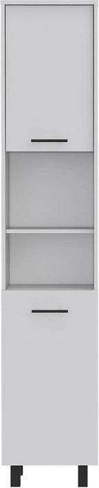 Pantry,Four Legs,Three Interior Shelves,Two Shelves,Two Cabinets for Kitchen,Laundry,Living Room,Bedroom-White,15.7 * 13.7 * 13.7